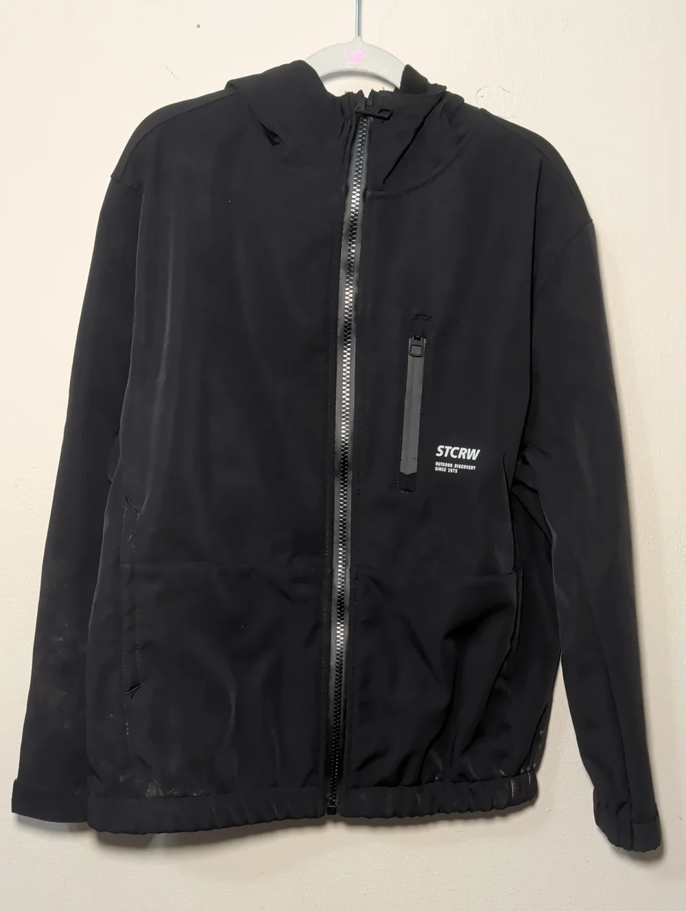 Zara Kids Water Repellent Technical Jacket Black Utility Gorpcore Boys Size 9-10